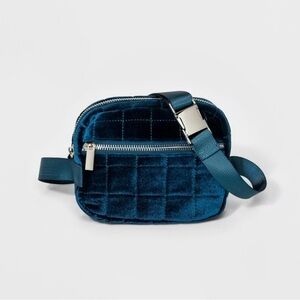 Wild Fable Navy Quilted Velvet Crossbody Bag